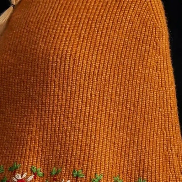 Anthropologie Daisy Embroidered Poncho - Picture 3 of 5